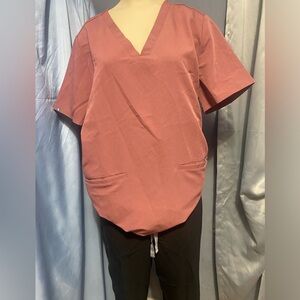 Figs Women's V-Neck Blouse in Rust